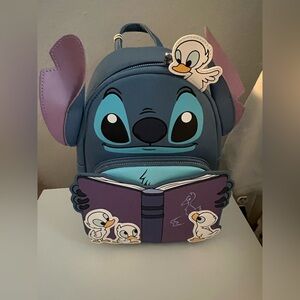 NWT Stitch reading to the Ugly Ducklings Loungefly Backpack